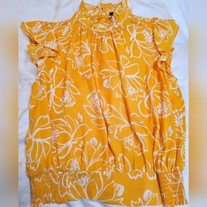 EUC Ann Taylor canary yellow ruffled blouse M